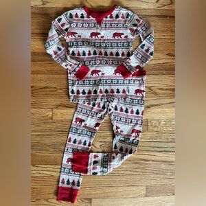 Christmas Cozy Kids Pajamas with Red and White Bear Print Sz 8